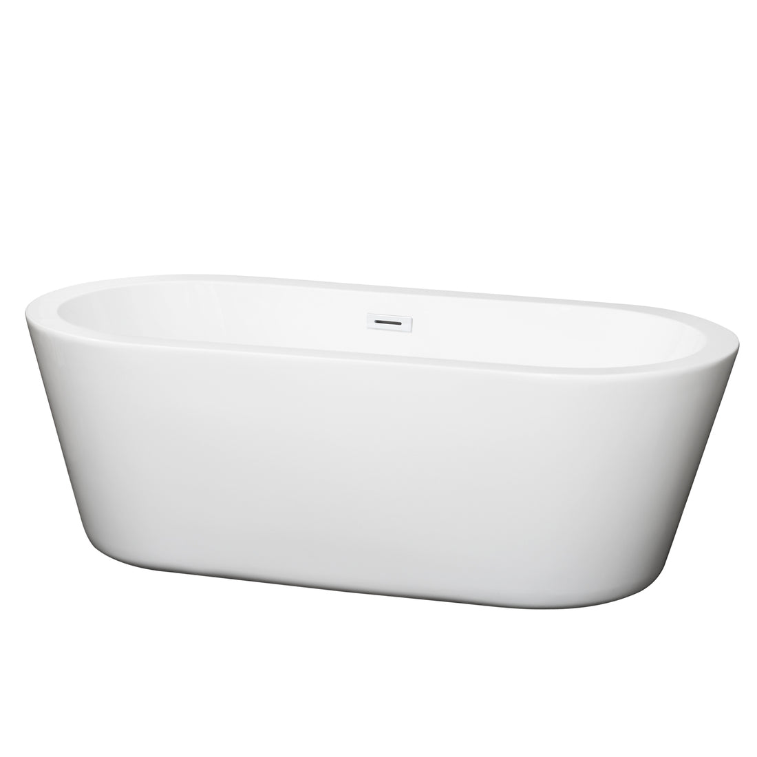 67&quot; Freestanding Bathtub in White with Shiny White Drain and Overflow Trim