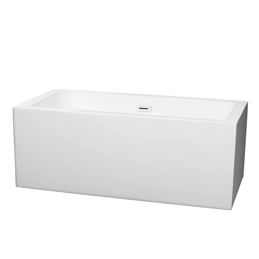 60&quot; Freestanding Bathtub in White with Shiny White Pop-up Drain and Overflow Trim Finish