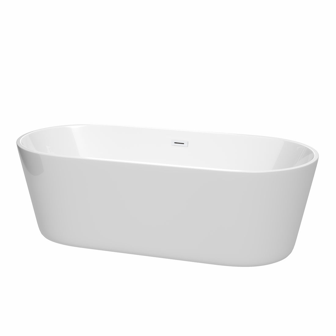 71&quot; Freestanding Bathtub in White with Shiny White Pop-up Drain and Overflow Trim