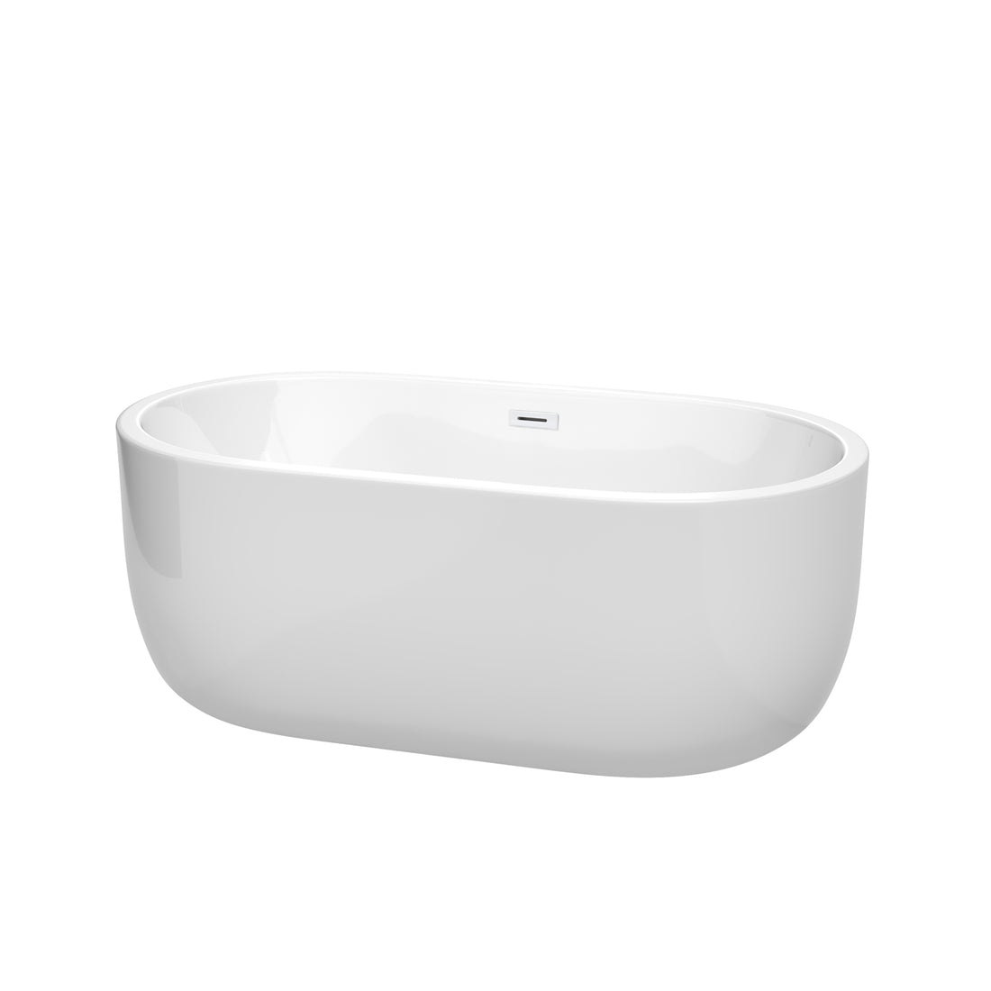 60&quot; Freestanding Bathtub in White Finish with Shiny White Drain and Overflow Trim