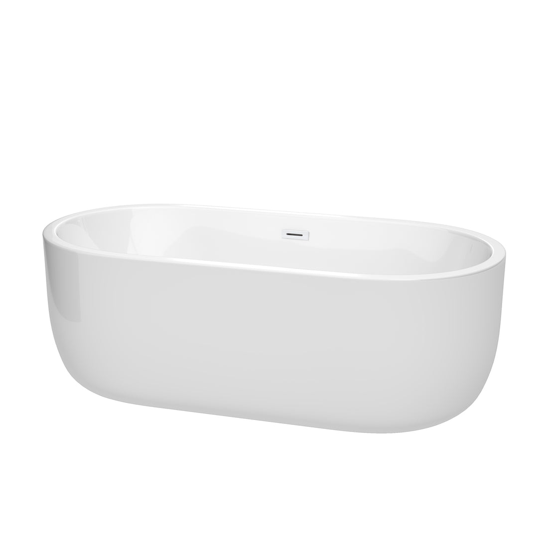 67&quot; Freestanding Bathtub in White Finish with Shiny White Drain and Overflow Trim