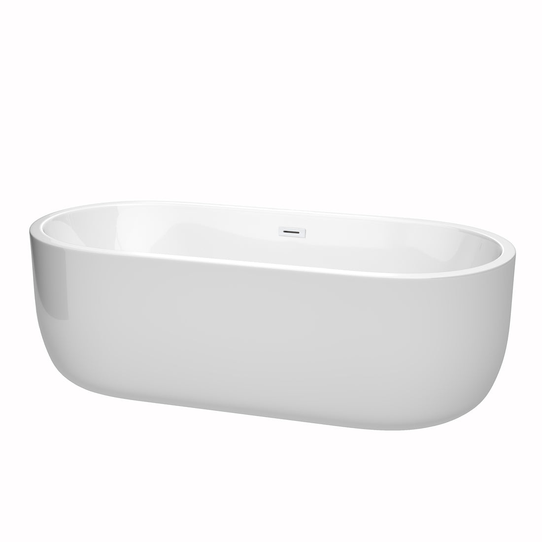 71&quot; Freestanding Bathtub in White Finish with Shiny White Drain and Overflow Trim