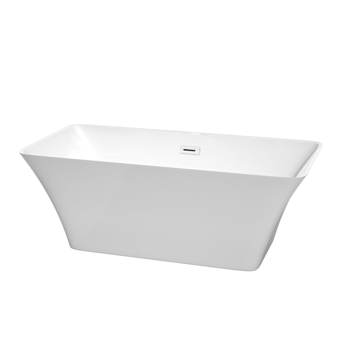 59&quot; Freestanding Bathtub in White Finish with Shiny White Drain and Overflow Trim