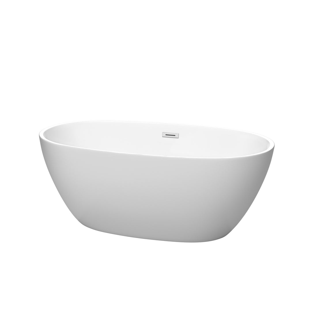 59&quot; Freestanding Bathtub in Matte White with Polished Chrome Drain and Overflow Trim Finish