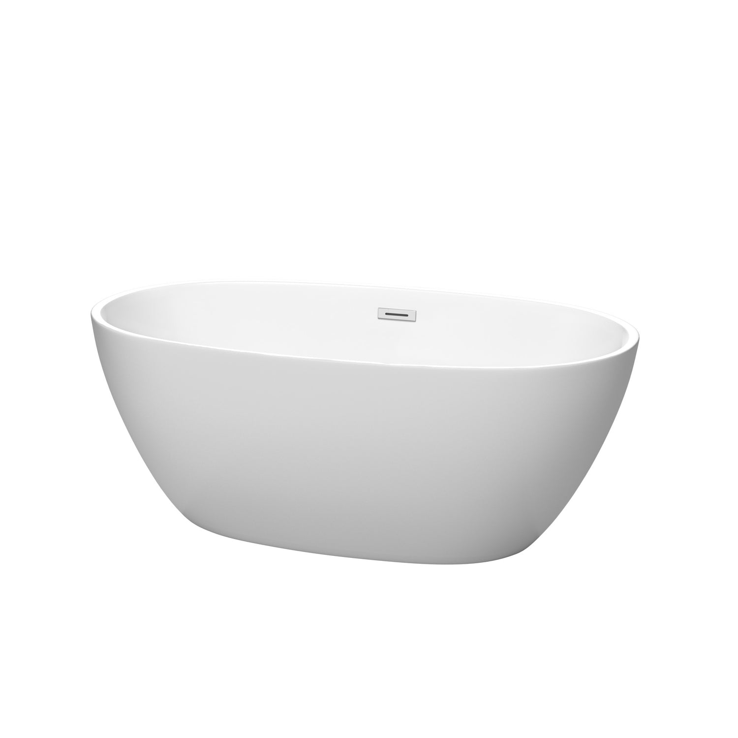 59&quot; Freestanding Bathtub in Matte White with Polished Chrome Drain and Overflow Trim Finish
