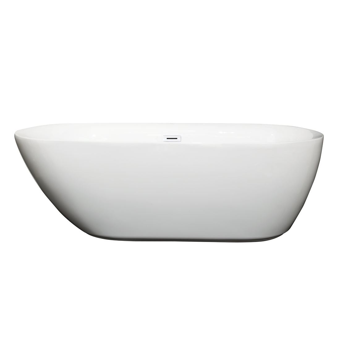 65&quot; Freestanding Bathtub in White with Shiny White Drain and Overflow Trim
