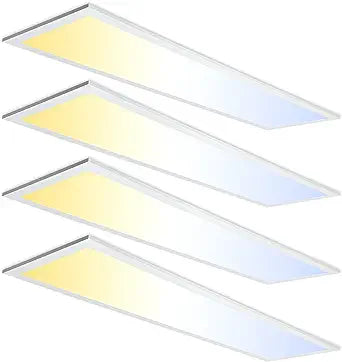 1x4 ft LED Panel Light - Wattage Adjustable (30W/35W/40W), CCT Changeable (3500K/4000K/5000K), 135LM/Watt - 0-10V Dim, 100-277V - ETL, DLC 5.1 Premium, Recessed Back-lit With Earthquake Kit (Shockproof Hooks) Fixture - (4-Pack)
