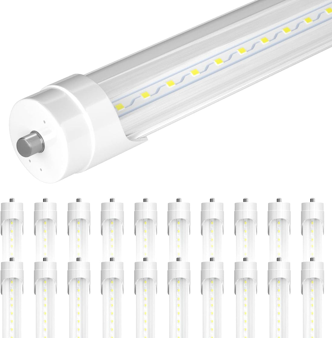 8ft LED Tube Light - 40W - 5000K - 5000 Lumens - AC100-277V - Clear Cover - 25-Pack