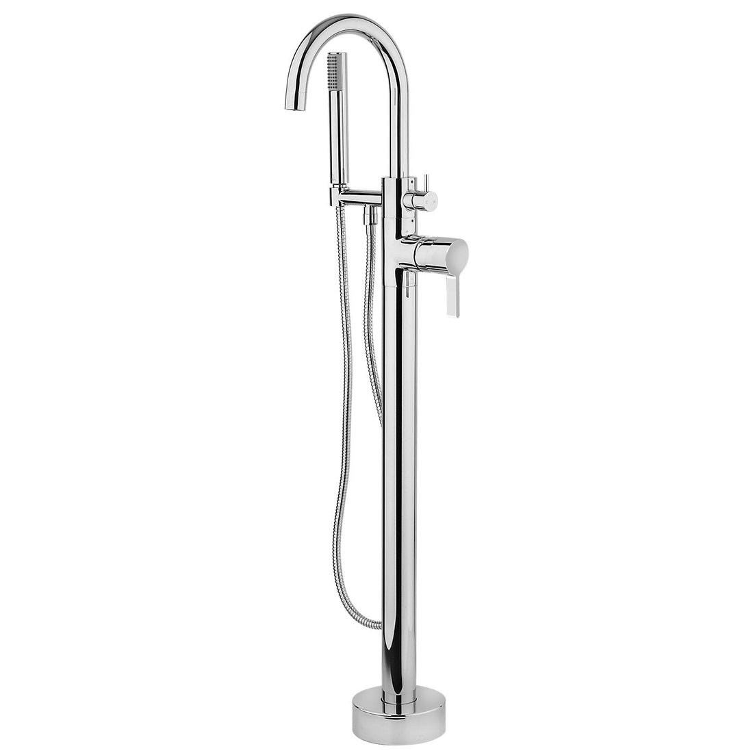 Rera - Single Handle Floor Mount Tub Filler With Hand Shower - Trim Only