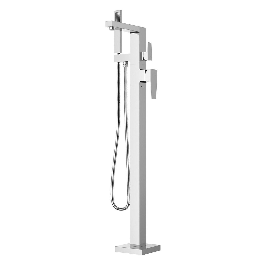 Ruzzo - Single Handle Floor Mount Tub Filler With Hand Shower - Trim Only
