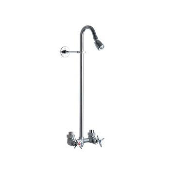 Exposed Two Handle Shower Kit - Rough Chrome Finish