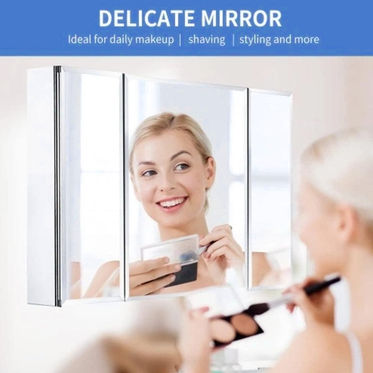 36 x 26" Deluxe Frameless Medicine Cabinet: Double-Sided Mirror, 3-Door, Soft-Closing, Adjustable Shelves, for Bathroom, Bedroom, Hotel