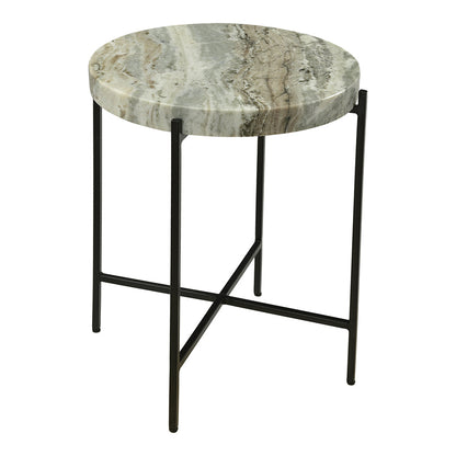 Accent Table with Marble Top: Contemporary Iron End Tables