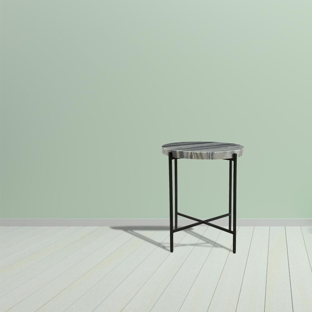 Accent Table with Marble Top: Contemporary Iron End Tables
