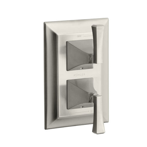 Memoirs Stately Stacked Thermostatic Valve Trim with Stately Deco Lever Handles - Brushed Nickel