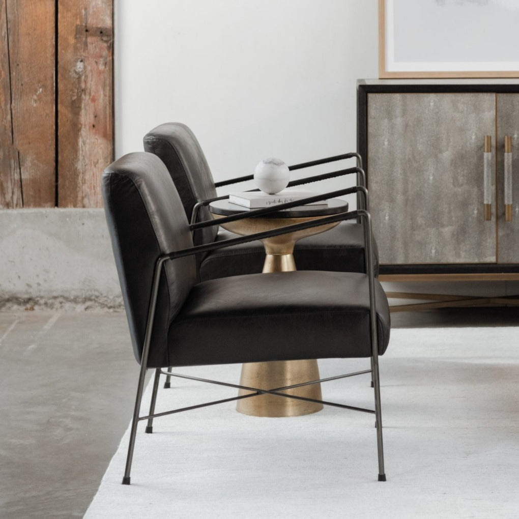Dagwood Leather Arm Chair Black: Classic Elegance in Black