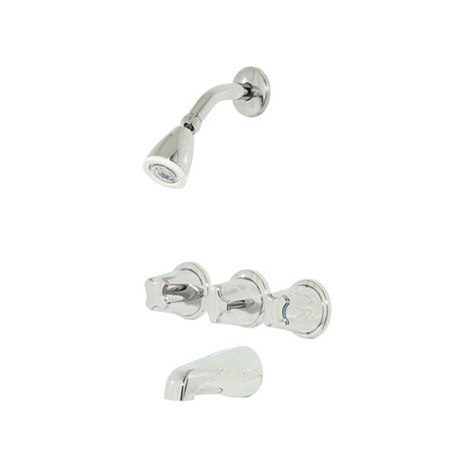 3 Handle Tub and Shower Faucet With Metal Knob Handles - Chrome