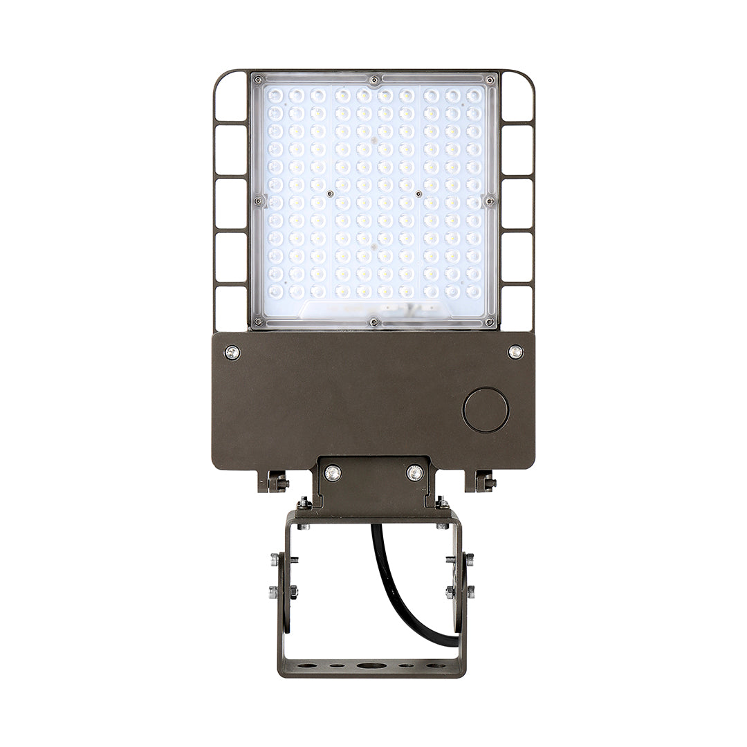 100W LED Shoebox Light with Photocell - Yoke Mount - 4000K, 14200 Lumens, AC347-480V High Voltage - 1-10V Dimmable, IP65 - UL Listed - DLC Premium Listed - 5 Years Warranty