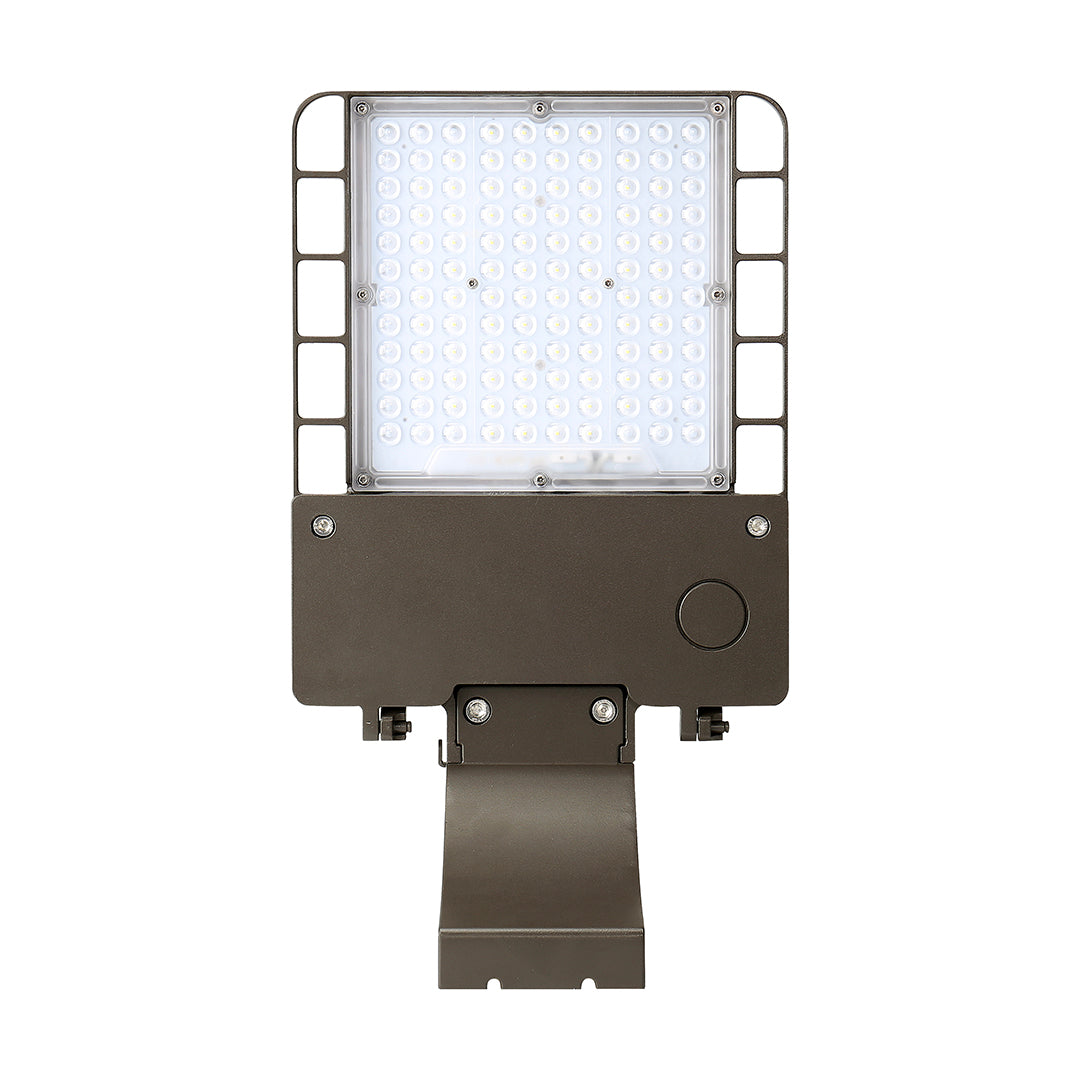 100W LED Shoebox Light with Photocell - Direct Mount - 5000K, 14200 Lumens, AC120-277V - 0-10V Dimmable, IP65 - UL Listed - DLC Premium Listed - 5 Years Warranty