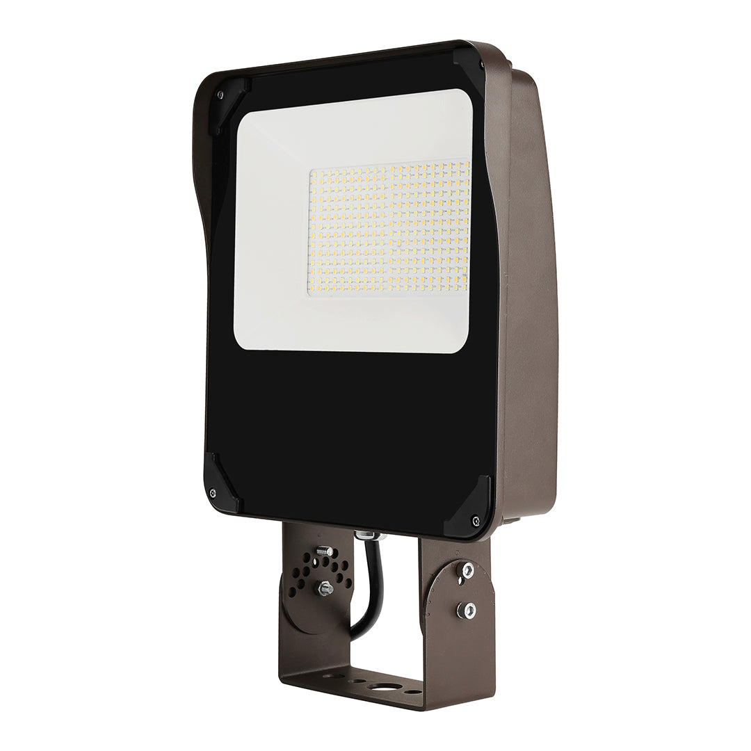 90W LED Flood Light - Yoke Mount, CCT Changeable (3000K/4000K/5000K), 12500 Lumens, AC120-277V, UL and DLC Listed - Black