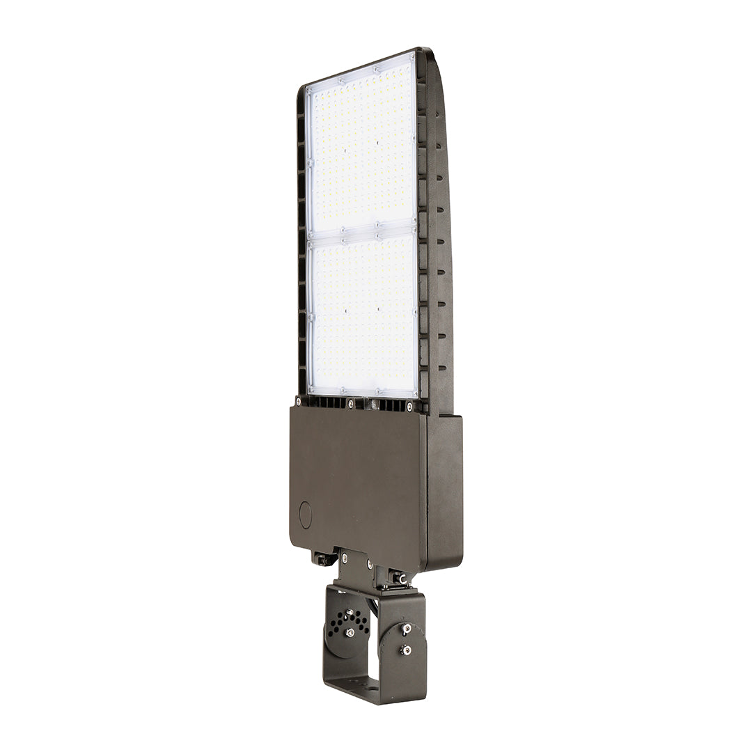 300W LED Shoebox Light - Yoke Mount - 4000K, 42000 Lumens, AC347-480V High Voltage - 1-10V Dimmable, IP65 - UL Listed - DLC Premium Listed - 5 Years Warranty