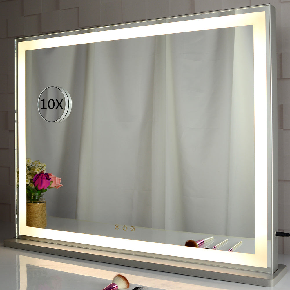 Hollywood Vanity Mirror with LED Backlit Lights, Lighted Tabletop Makeup Mirror for Dressing Room &amp; Bedroom,3 Color Modes with Dimmer