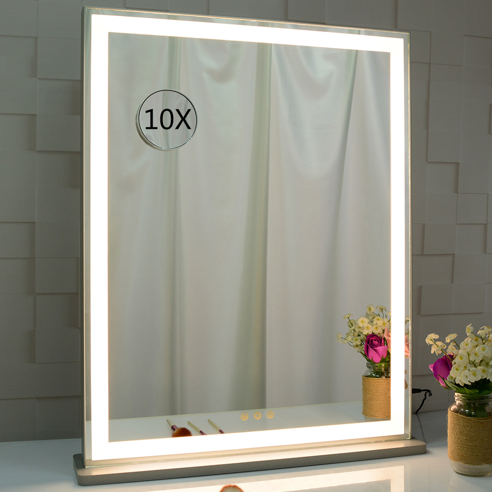 Hollywood Vanity Mirror with LED Backlit Lights, Lighted Tabletop Makeup Mirror for Dressing Room &amp; Bedroom,3 Color Modes with Dimmer