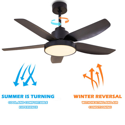 Elegant 46-Inch Black Ceiling Fan with Reversible DC Motor and Dimmable LED Lights