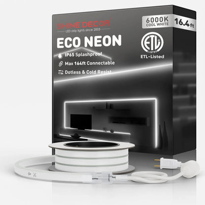 110V Eco LED Neon Rope Light 6000K Cool White Energy Efficient 189Lumens/M