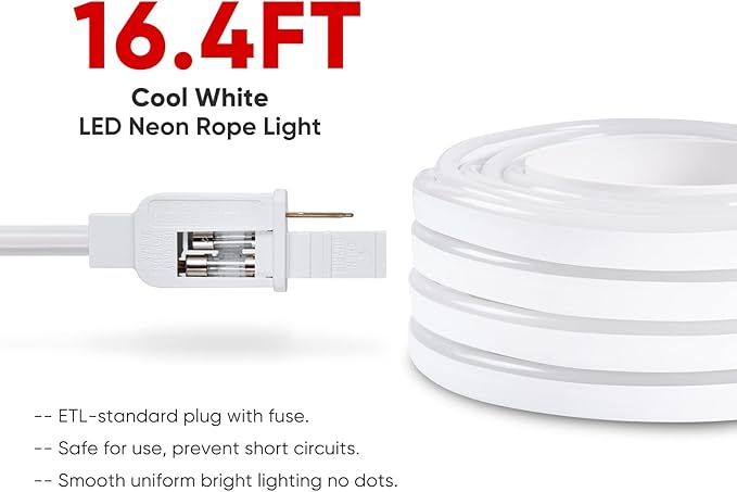 110V Eco LED Neon Rope Light 4500K Natural White Energy Efficient 189Lumens/M