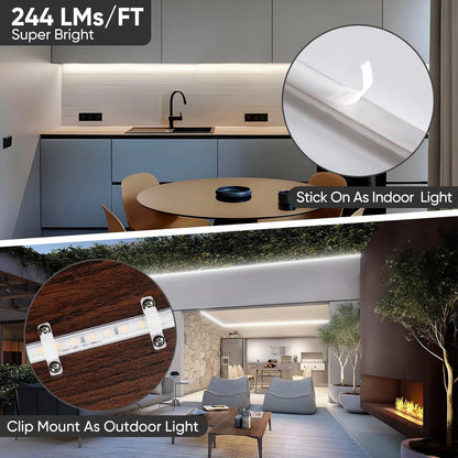 110V COB Led Strip Light Adhesive LED Tape Light 6000K Cool White
