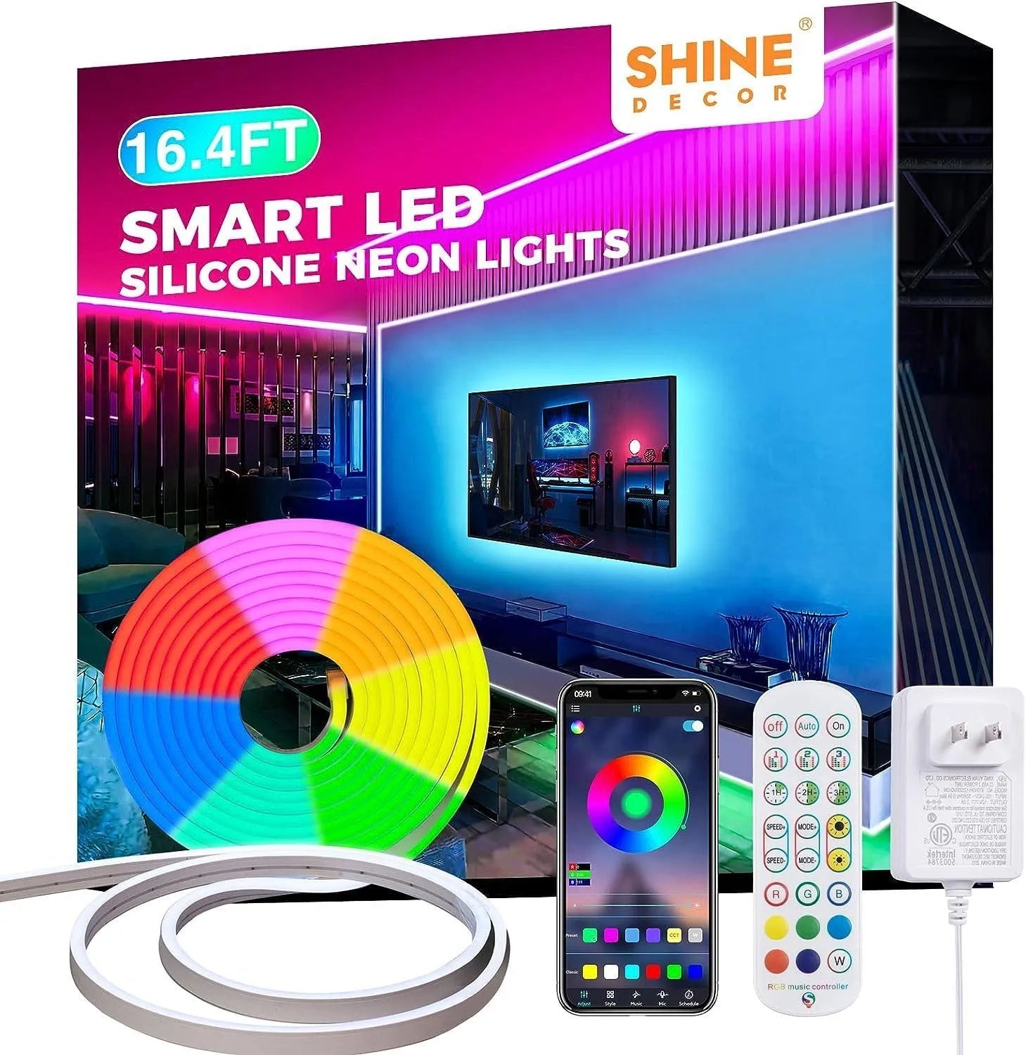 12V Smart RGB Neon Rope Light 16.4FT No Voltage Drop