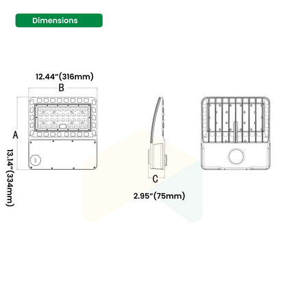 LED Shoebox Light/Area Light - Slip Fitter Mount - 100W/150W/200W Wattage Adjustable, 5000K CCT, 0-10V dimmable IP67 Waterproof Rated, 100-347V, 150LM/W, UL, DLC 5.1 Premium