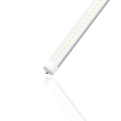 8ft LED Tube Light - 40W - 6000K - 5000 Lumens - AC100-277V - Clear Cover - FA8 Single Pin - (25-Pack)