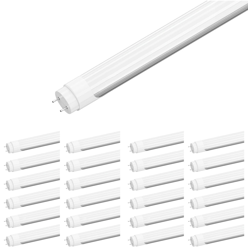 4ft LED Tube Light - 18W - 5000K - 2340 Lumens - AC100-277V - Frosted Cover - Hybrid Tube (Type A+B) - G13 Base - (25-Pack)