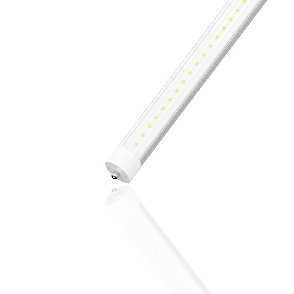 8ft LED Tube Light - 40W - 5000K - 5000 Lumens - AC100-277V - Clear Cover - 25-Pack