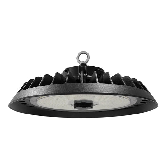 UFO LED High Bay Light, 150W/200W/240W Wattage Adjustable, 4000K/5000K/5700K CCT Changeable, 0-10V Dim, AC120-277V, 150 LM/W, 6ft Wire Length, UL, DLC 5.1 Premium,  For Warehouse Workshop Factory Barn Garage Airport