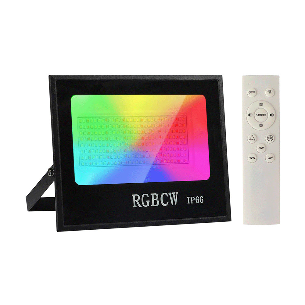 50W RGBCW Flood Light – RGB+CCT – IP66 Outdoor Rated- App Compatible with RF Remote