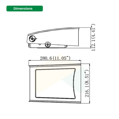 LED Adjustable Wall Pack 100W - 5000K - 13100 Lumens - AC120-277V 0-10V Dimmable - IP66 - UL Listed - DLC Premium Listed - 5 Years Warranty