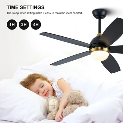 Elegant 46-Inch Black Ceiling Fan with Reversible DC Motor and Dimmable LED Lights