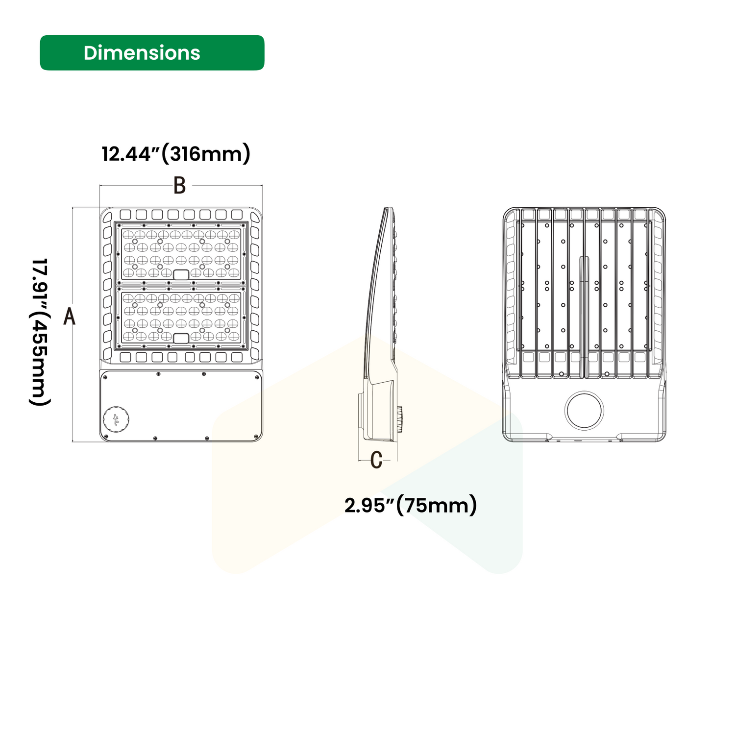 LED Shoebox Light/Area Light - Trunnion Mount - 200W/240W/300W Wattage Adjustable, 5000K CCT, 0-10V dimmable IP67 Waterproof Rated, 100-347V, 150LM/W, UL, DLC 5.1 Premium