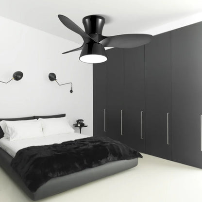 Elegant 46-Inch Black Ceiling Fan with Reversible DC Motor and Dimmable LED Lights