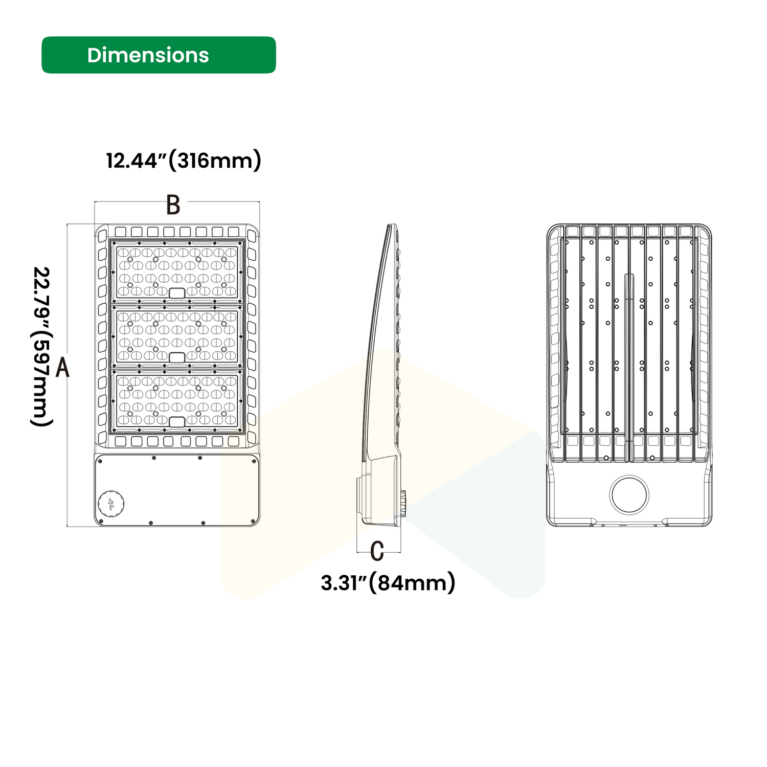 LED Shoebox Light/Area Light - Direct Mount - 300W/350W/400W Wattage Adjustable, 5000K CCT, 0-10V dimmable IP67 Waterproof Rated, 100-347V, 170Lumens UL, DLC 5.1 Premium