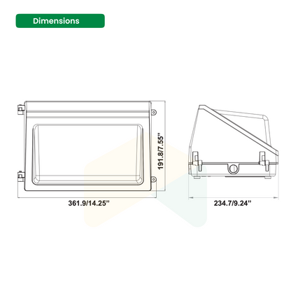 LED Wall Pack 100W - 5000K - 120-277VAC - 0-10V Dimmable - UL Listed - 5 Years Warranty