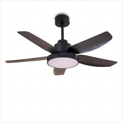 Elegant 46-Inch Black Ceiling Fan with Reversible DC Motor and Dimmable LED Lights