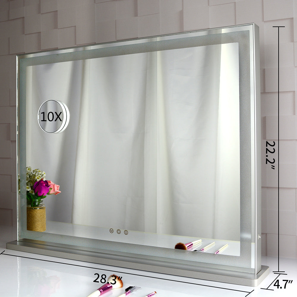 Hollywood Vanity Mirror with LED Backlit Lights, Lighted Tabletop Makeup Mirror for Dressing Room &amp; Bedroom,3 Color Modes with Dimmer