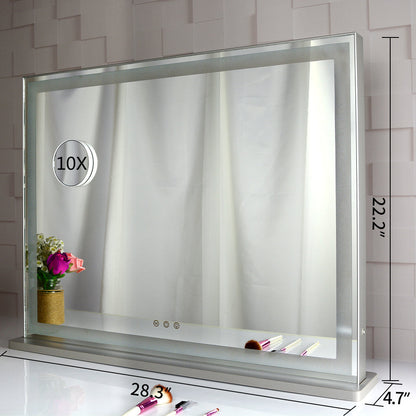 Hollywood Vanity Mirror with LED Backlit Lights, Lighted Tabletop Makeup Mirror for Dressing Room &amp; Bedroom,3 Color Modes with Dimmer