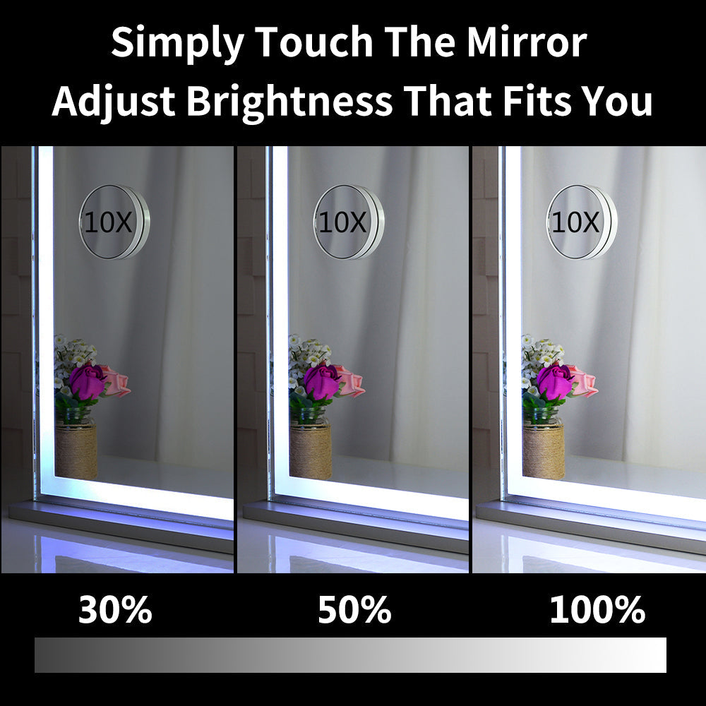 Hollywood Vanity Mirror with LED Backlit Lights, Lighted Tabletop Makeup Mirror for Dressing Room &amp; Bedroom,3 Color Modes with Dimmer