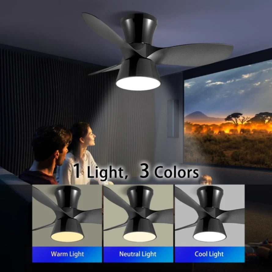 Elegant 46-Inch Black Ceiling Fan with Reversible DC Motor and Dimmable LED Lights