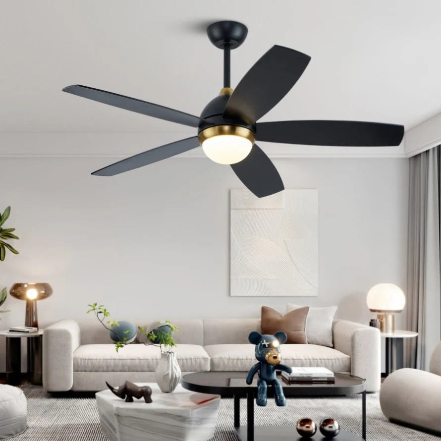 Elegant 46-Inch Black Ceiling Fan with Reversible DC Motor and Dimmable LED Lights